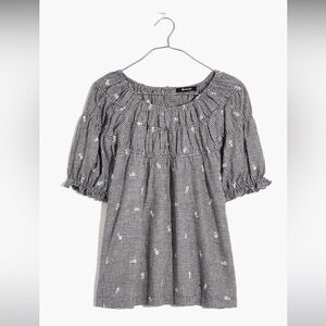 MADEWELL Gingham Shirred Shirt